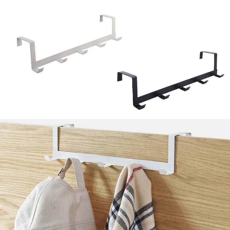 Tiny Home Bathroom Kit - ドアハンガー収納ラック、フックオーバードア、衣類オーガナイザー、コート、帽子、タオル、ホームキー、バスルーム、キッチンアクセサリー、5フック