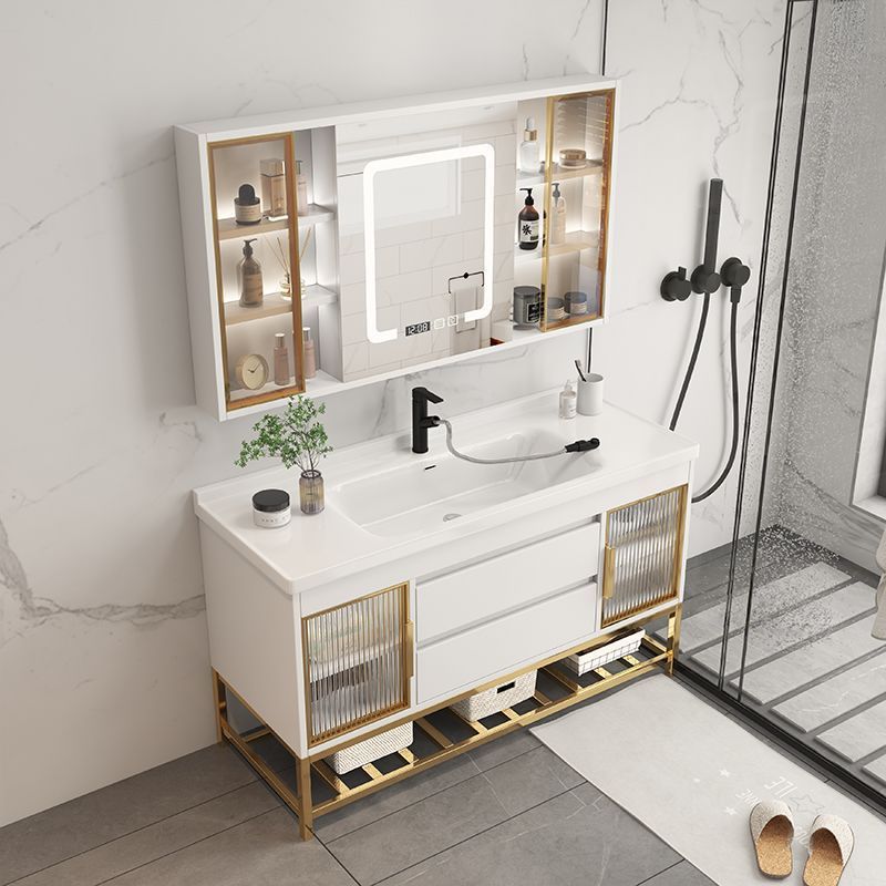Home Bathroom Vanity Combo - シンクオーガナイザー付きバスルームバニティキャビネットシンプルモダンセラミック一体型洗面台バスルームキャビネット組み合わせ家庭用家具