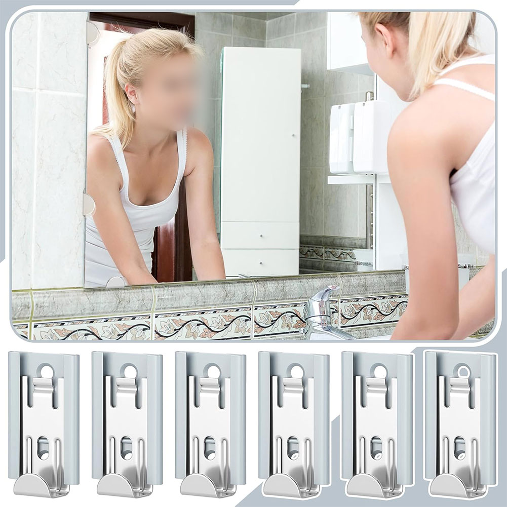 Home Hardware Bathroom Mirrors - バスルームミラー金具 調節可能なミラークリップ 家庭用および商業用 柔軟な厚さ調整可能 錆びにくい仕上げ