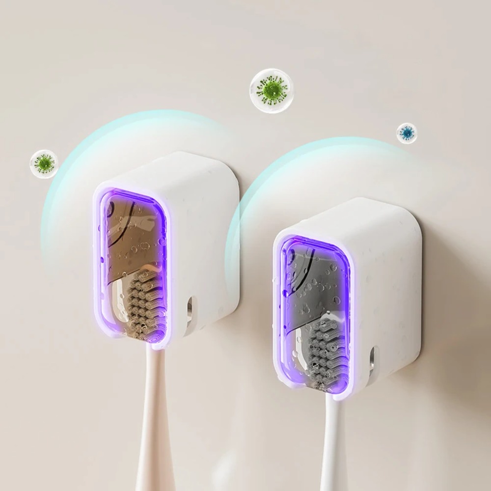 Toothbrush Holder Set - 2 個歯ブラシホルダーフリップトップ壁掛け歯ブラシラック防塵歯ブラシ収納ボックス浴室電動歯ブラシ棚