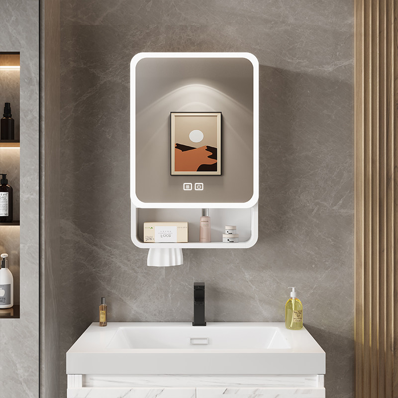 Home Bathroom Organizer - オーガナイザーミラー、バスルームキャビネット、収納棚、紙の装飾品、スキンケア用品収納棚、小型モダンガビネテ、トレンディな家具
