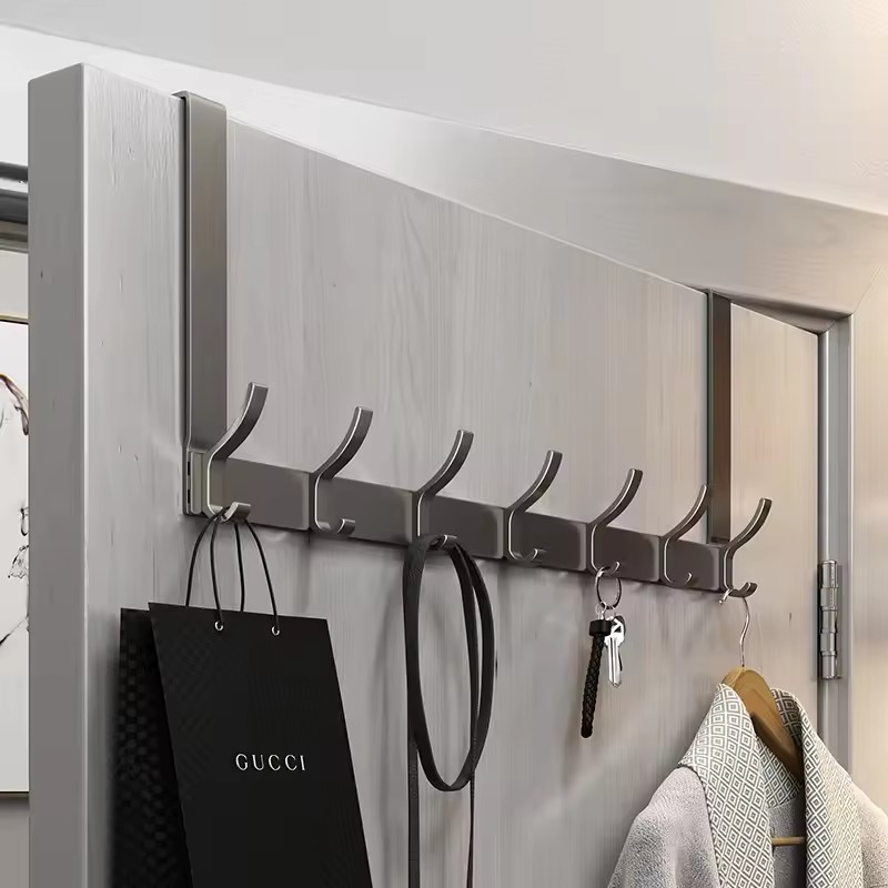Tiny Home Bathroom Kit - ドア越しのホームオーガナイザーラッククイックインストール衣類コート帽子タオルハンガーバスルームアクセサリーホルダー収納整理用