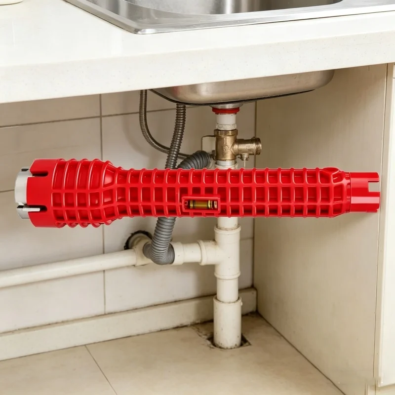 Home Bathroom Repair - ユニバーサル配管ツールダブルヘッドシンク蛇口レンチ滑り止めハンドル給湯器スパナ浴室設置修理ツール