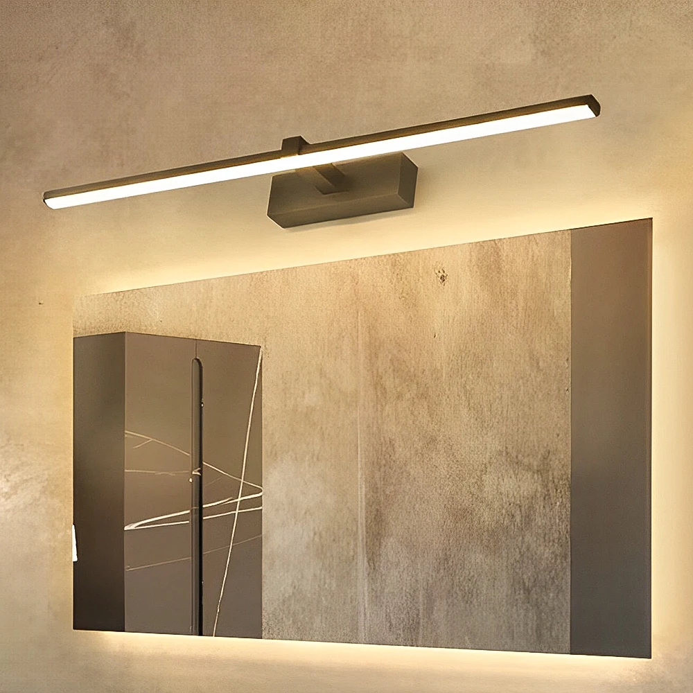 Home Hardware Bathroom Mirrors - 現代の LED ウォールランプ浴室ハードウェア燭台 3 色ライトアルミ浴室バスミラーライン家の装飾照明器具