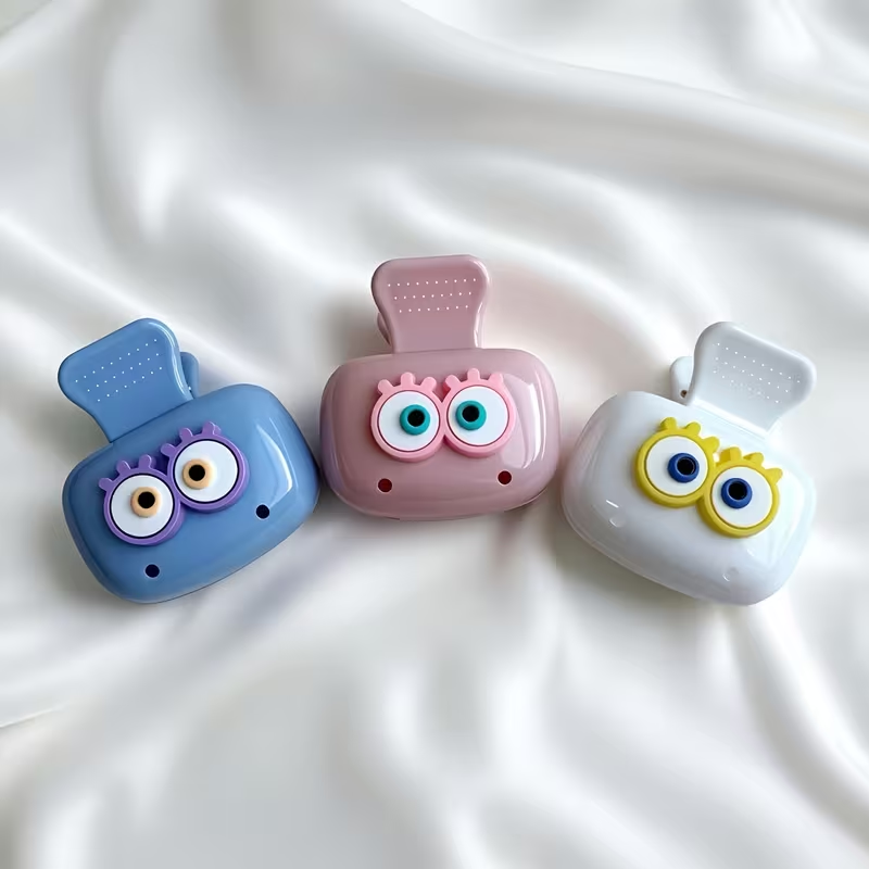 Toothbrush Holder Set - かわいい目の形の歯ブラシホルダー3個 - ドーパミンカラーのトラベルセット、防塵歯ブラシカバー