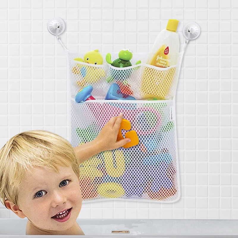 Home Bathroom Organizer - ベビーシャワーバスおもちゃ ホワイト ベビーキッズおもちゃ収納メッシュ 強力な吸盤付き おもちゃバッグネット バスルームオーガナイザー