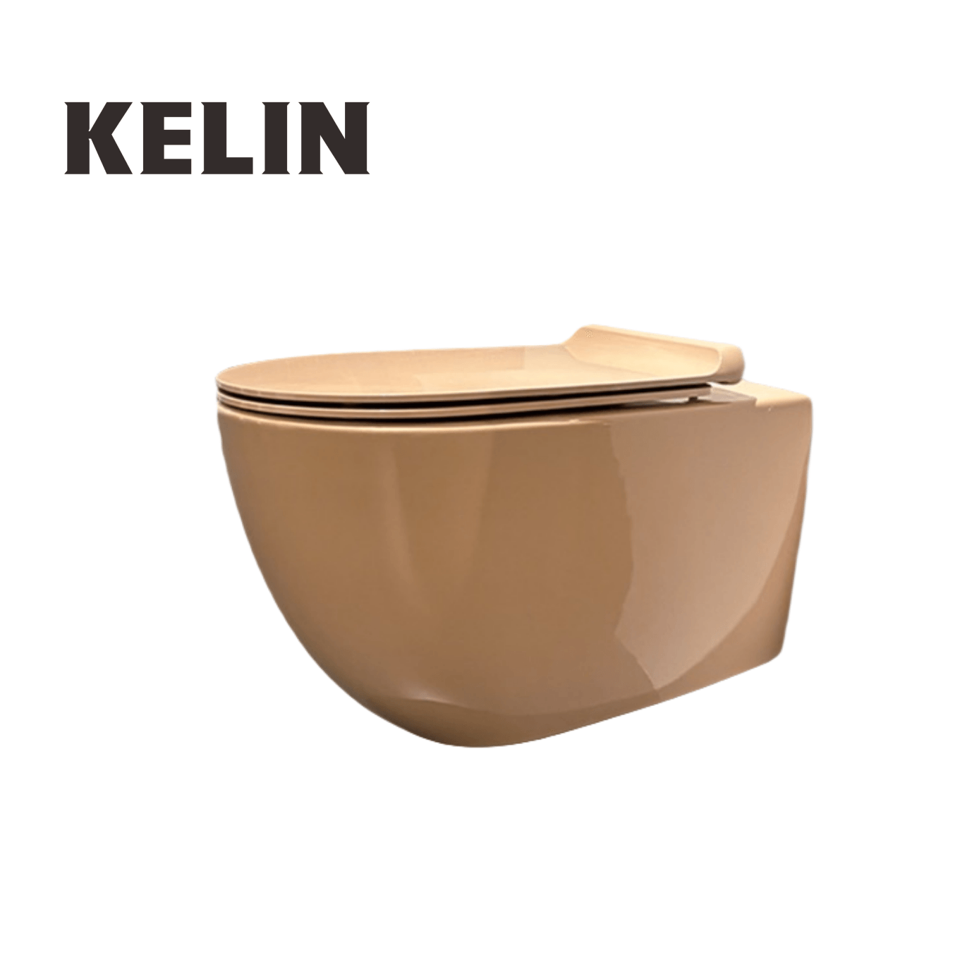 Home Bathroom Toilet - KELIN新型モダンスタイル洗浄式隠しタンクアプリコットセラミック壁掛け卵型トルネードフラッシュトイレ（家庭用浴室向け）