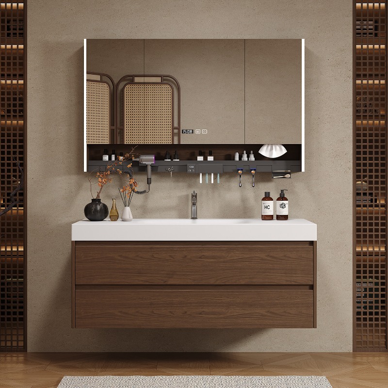 Home Bathroom Vanity Combo - 木製パーティションバスルームキャビネット高級モダンスペースセーバー引き出し紙製パーティション食器棚収納ガビネテホテル家具