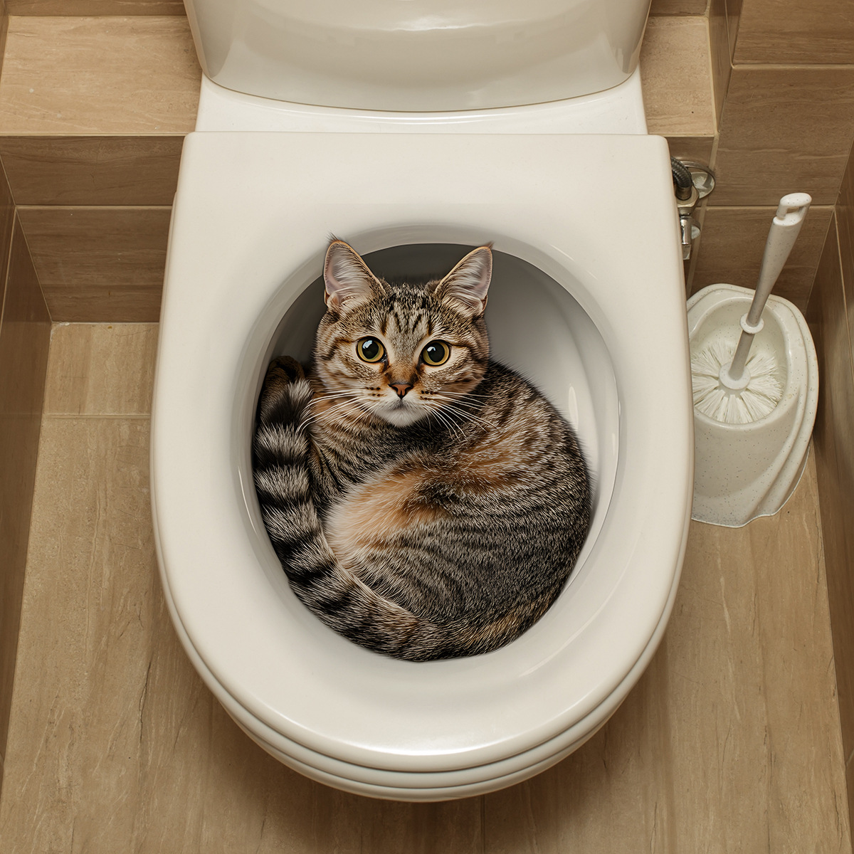 Tiny Home Bathroom Kit - 3D 面白い猫トイレステッカー浴室トイレカバーステッカー壁ステッカー動物トイレアクセサリー家庭用浴室装飾