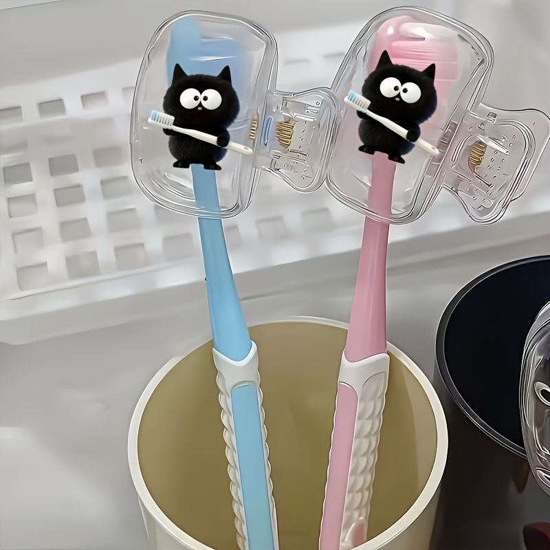子猫ローズ歯ブラシカバー2個、ポータブル収納ホルダー、家庭用 - Home Bathroom Supplies のレビューと価格