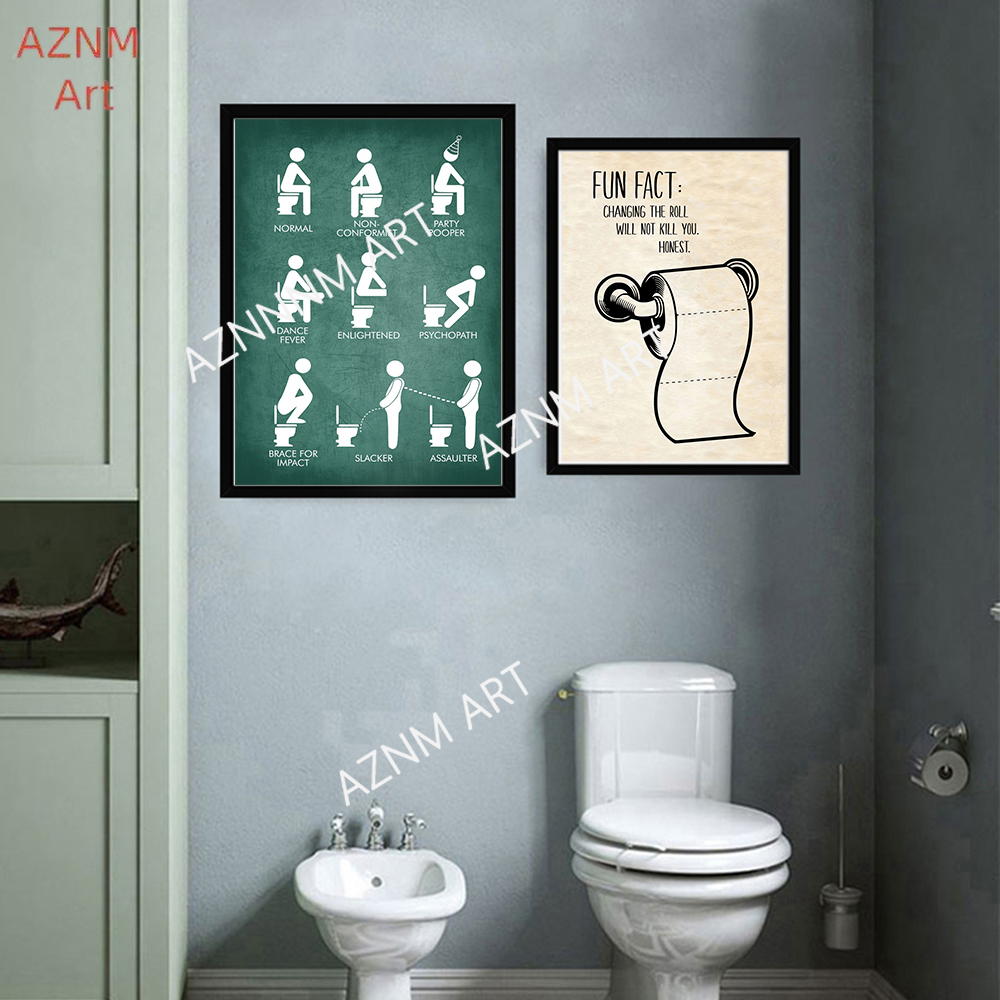 壁アートキャンバス絵画面白いバスルームルールサイン北欧黒白ポ - Home Bathroom Toilet のレビューと価格