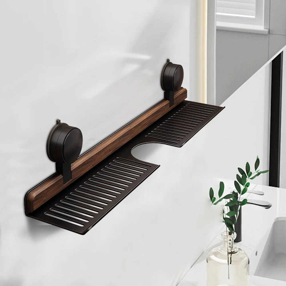 E5 ウォールナット吸盤式浴室棚 化粧品オーガナイザー 壁掛 - Tiny Home Bathroom Kit のレビューと価格