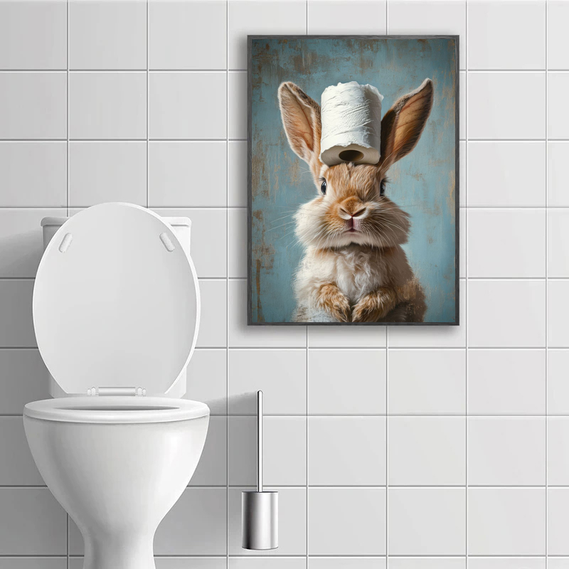 漫画かわいい面白い動物たちが頭にトイレットペーパーをかぶって - Home Bathroom Toilet のレビューと価格