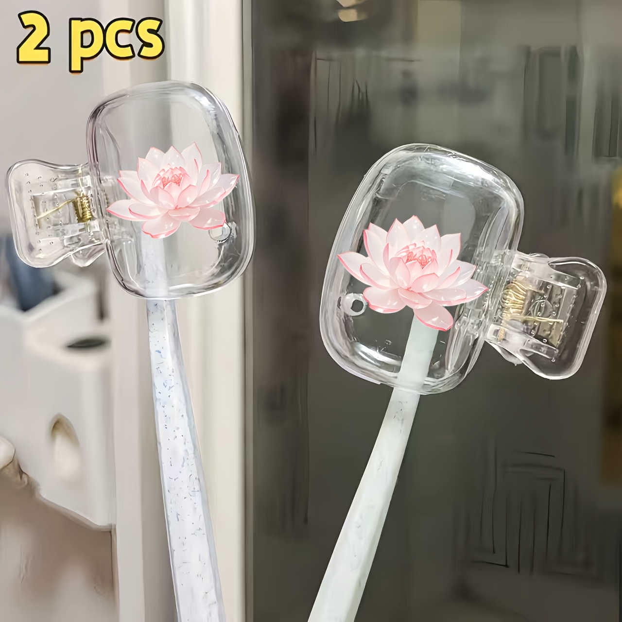 美しいロータス 2 個歯ブラシホルダー ポータブルコンビネー - Toothbrush Holder Set のレビューと価格