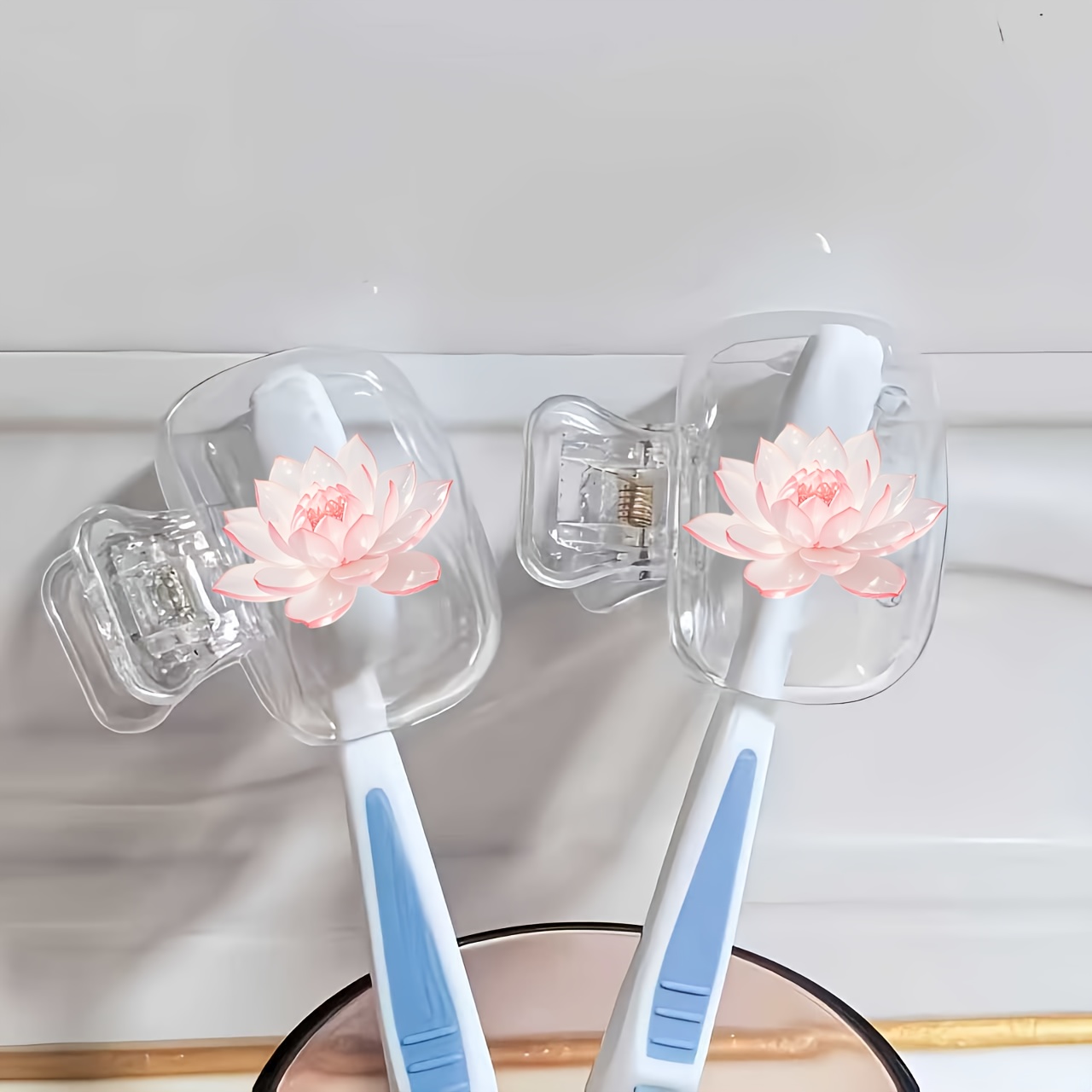 美しいロータス 2 個歯ブラシホルダー ポータブルコンビネー - Toothbrush Holder Set のレビューと価格