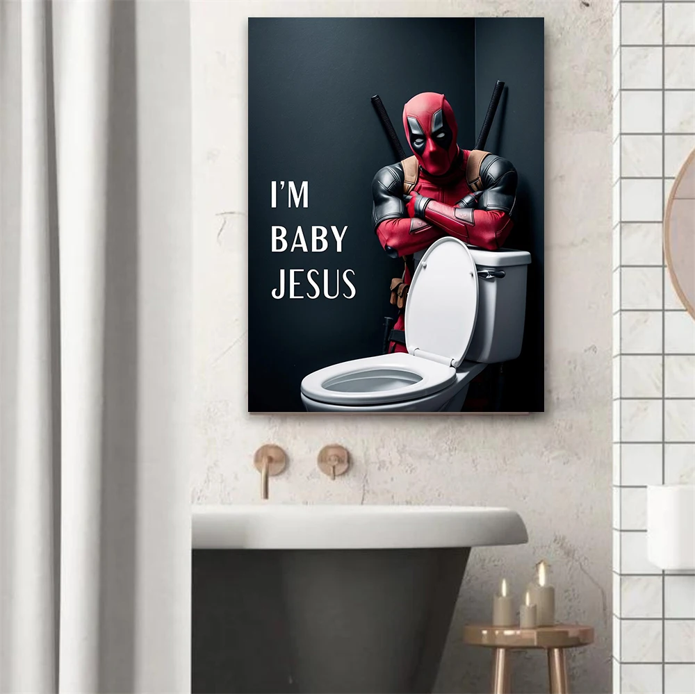 1PC フレームレスデッドプール面白い浴室ポスター甘い赤ちゃ - Home Bathroom Toilet のレビューと価格