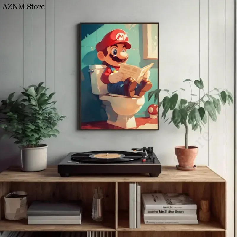 面白いバスルーム漫画ビデオゲームポスターかわいいアニメーショ - Home Bathroom Toilet のレビューと価格