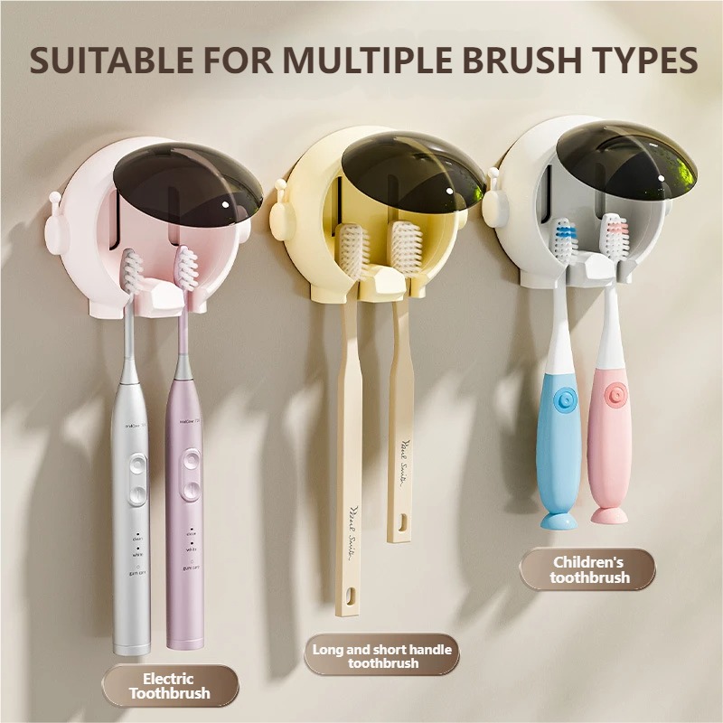 宇宙飛行士歯ブラシホルダー、ドリル不要の壁掛け式、バスルーム - Toothbrush Holder Set のレビューと価格