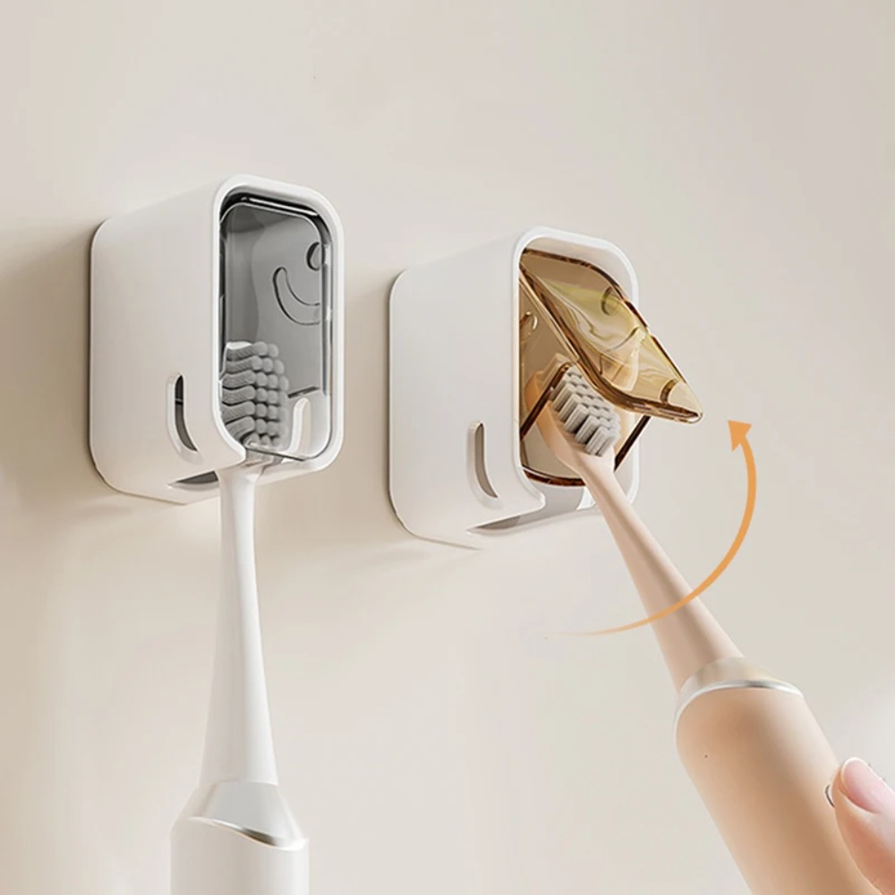 2 個歯ブラシホルダーフリップトップ壁掛け歯ブラシラック防塵 - Toothbrush Holder Set のレビューと価格