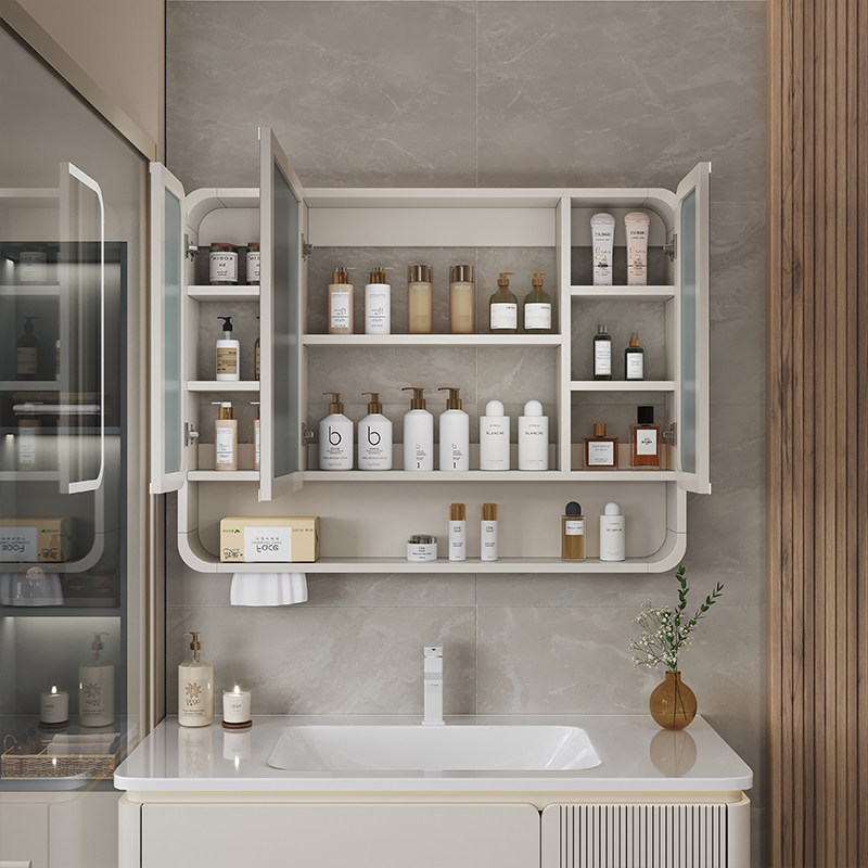 オーガナイザーミラー、バスルームキャビネット、収納棚、紙の装 - Home Bathroom Organizer のレビューと価格