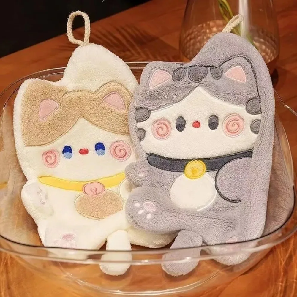かわいい猫ハンドタオル速乾性キッチンクリーニングラグコーラル - Home Bathroom Supplies のレビューと価格