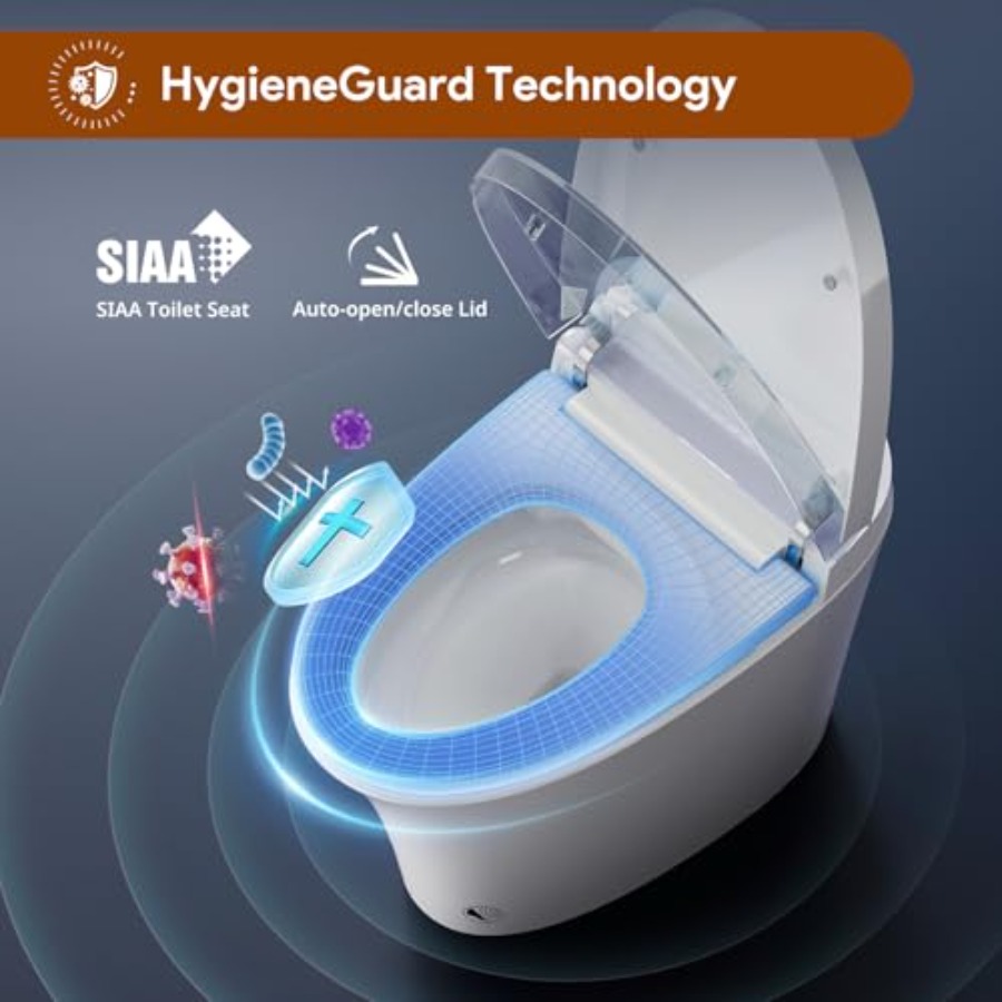 家庭用スマートトイレ、セラミックホワイト、ADA規格高さ、自 - Home Bathroom Toilet のレビューと価格