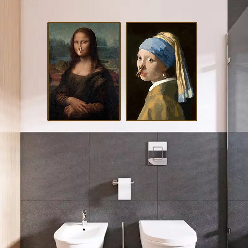 1ピース 面白い抽象的なバスルームトイレの家の装飾、額縁なし - Home Bathroom Toilet のレビューと価格