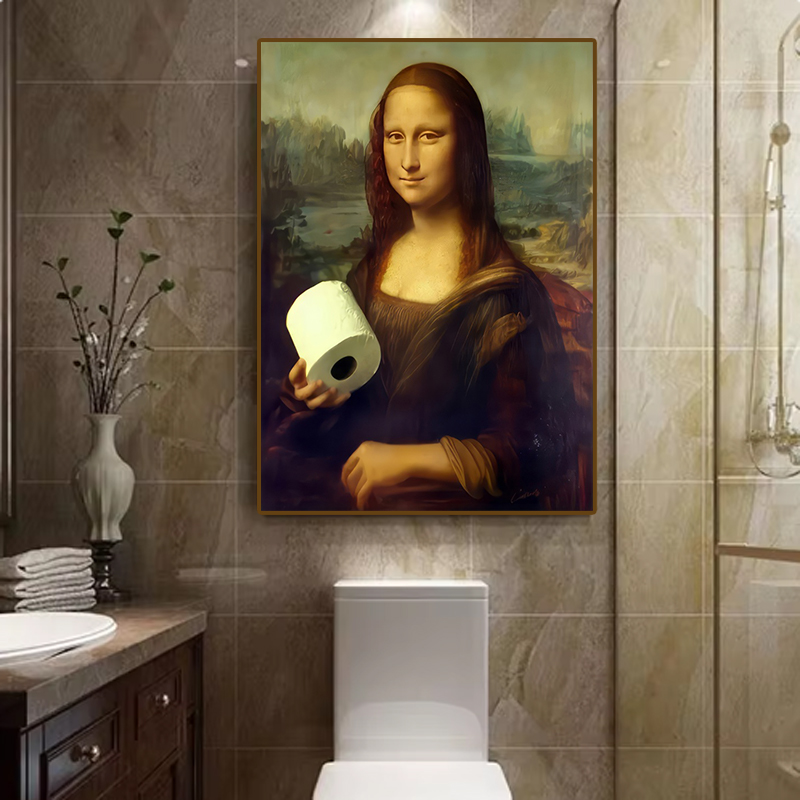 1ピース 面白い抽象的なバスルームトイレの家の装飾、額縁なし - Home Bathroom Toilet のレビューと価格