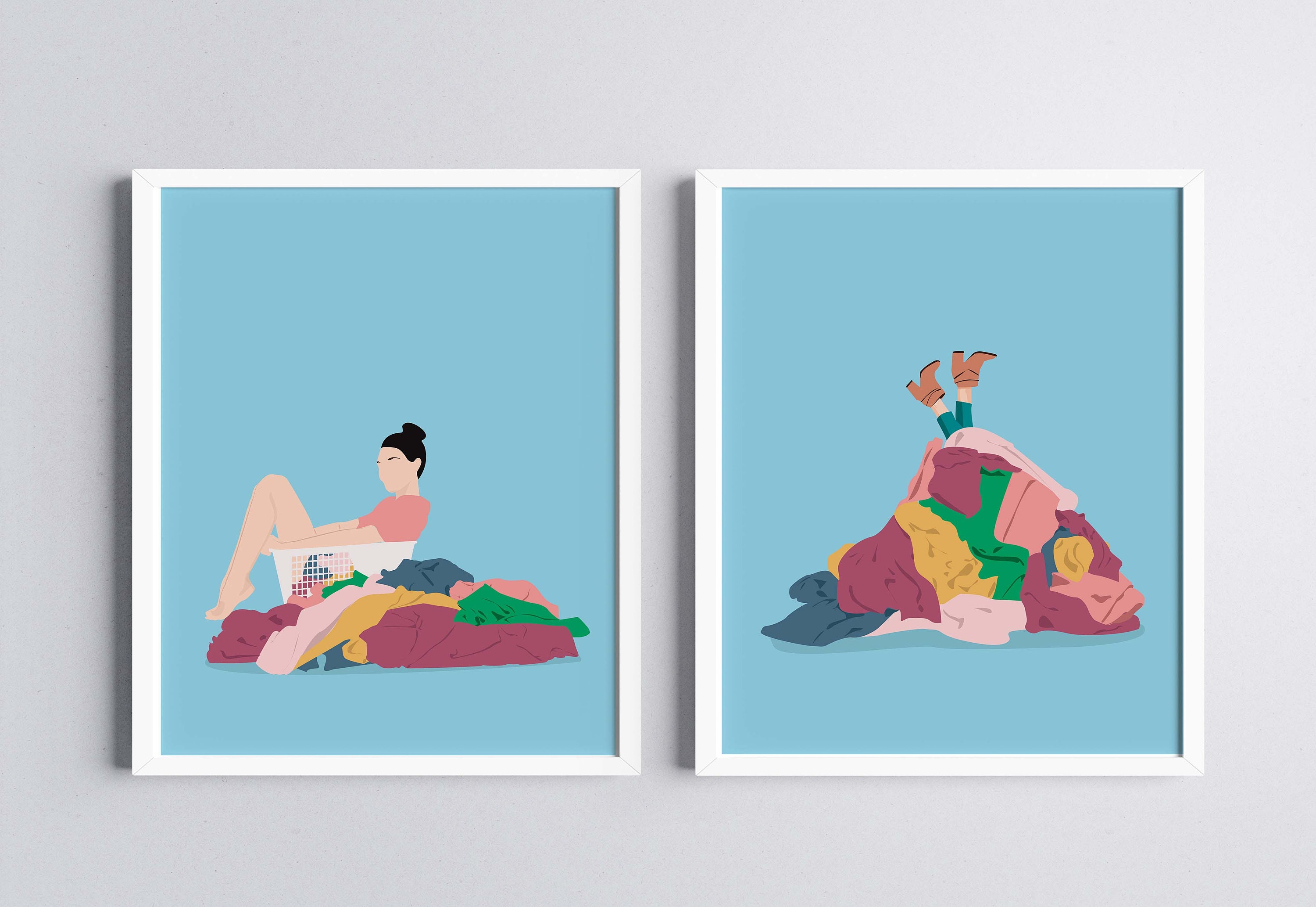 パステルカラーのアートプリント洗濯日キャンバス絵画布の上に浮 - Home Bathroom Colors のレビューと価格