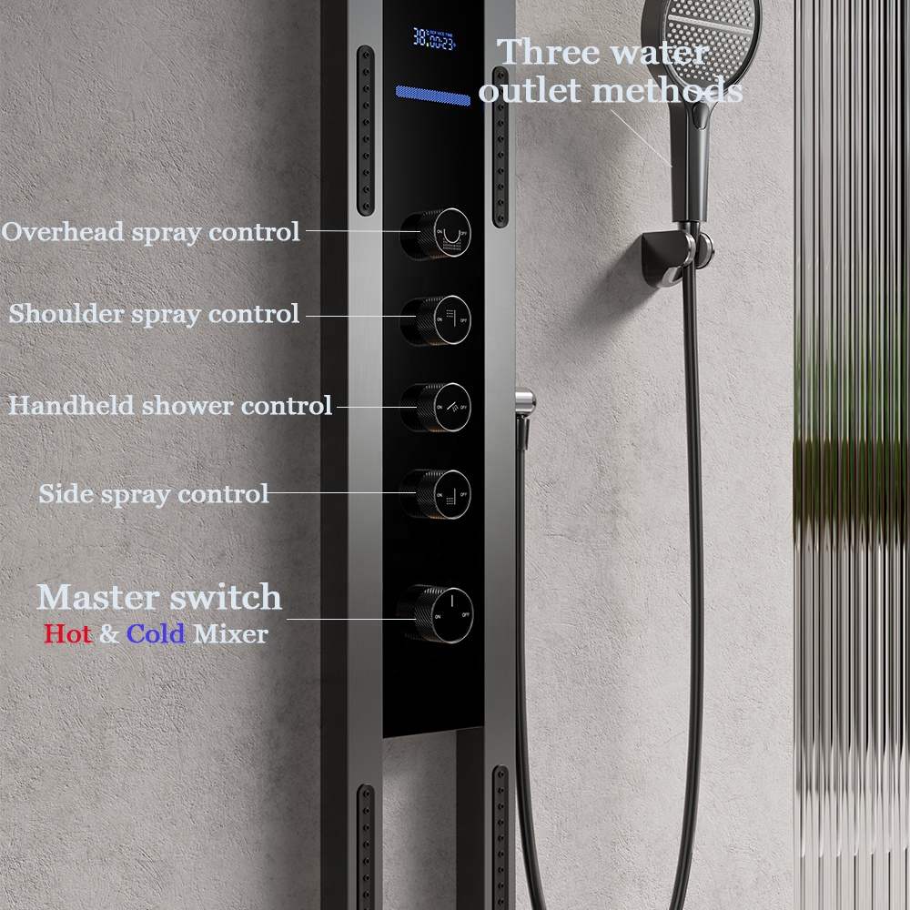ブラッシュドゴールドレインシャワーヘッドLED多機能シャワー - Shower Head Rain のレビューと価格