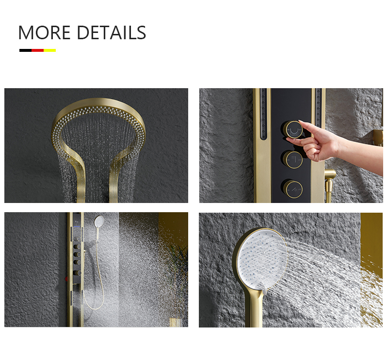 ブラッシュドゴールドレインシャワーヘッドLED多機能シャワー - Shower Head Rain のレビューと価格