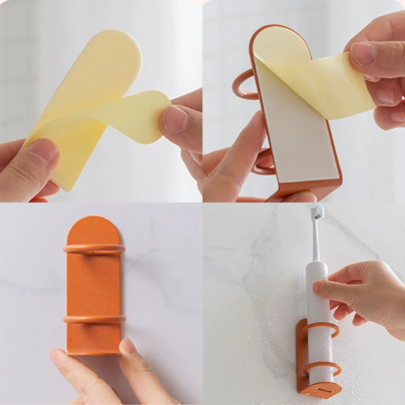 粘着式壁掛け電動歯ブラシホルダー、穴あけ不要収納棚、歯磨き粉 - Toothbrush Holder Set のレビューと価格