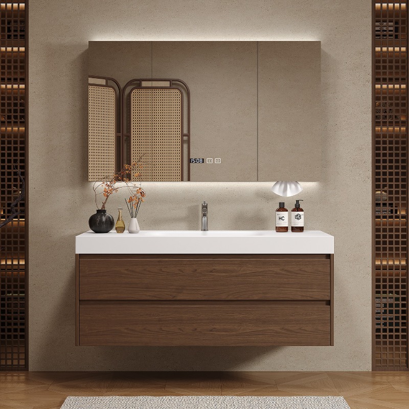 木製パーティションバスルームキャビネット高級モダンスペースセ - Home Bathroom Vanity Combo のレビューと価格