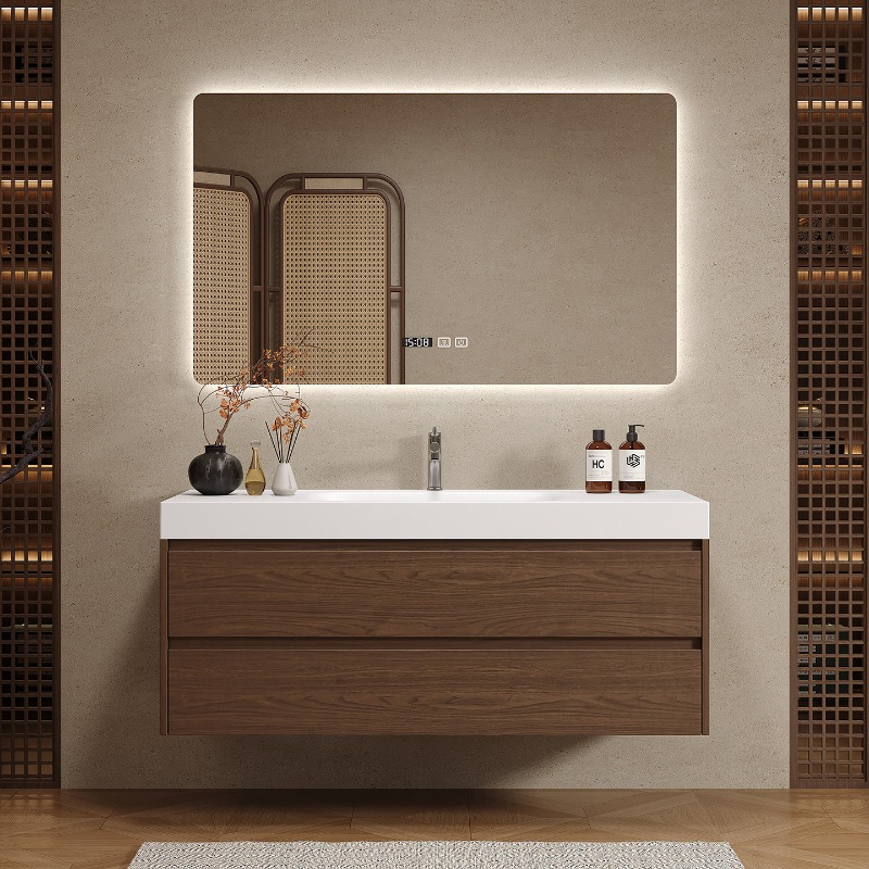 木製パーティションバスルームキャビネット高級モダンスペースセ - Home Bathroom Vanity Combo のレビューと価格