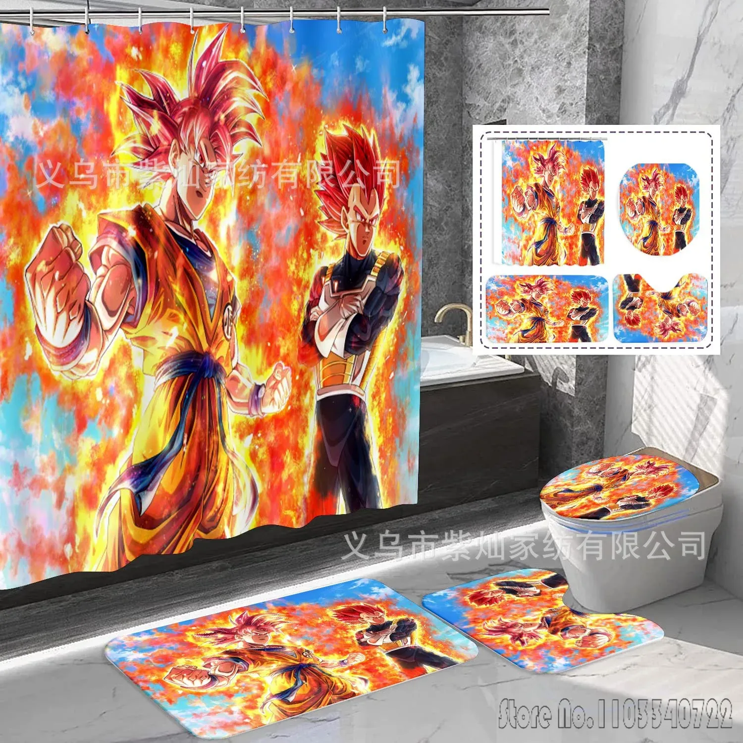 2026年アニメドラゴンボール孫悟空シャワーカーテンセット4 - Home Bathroom Mats のレビューと価格