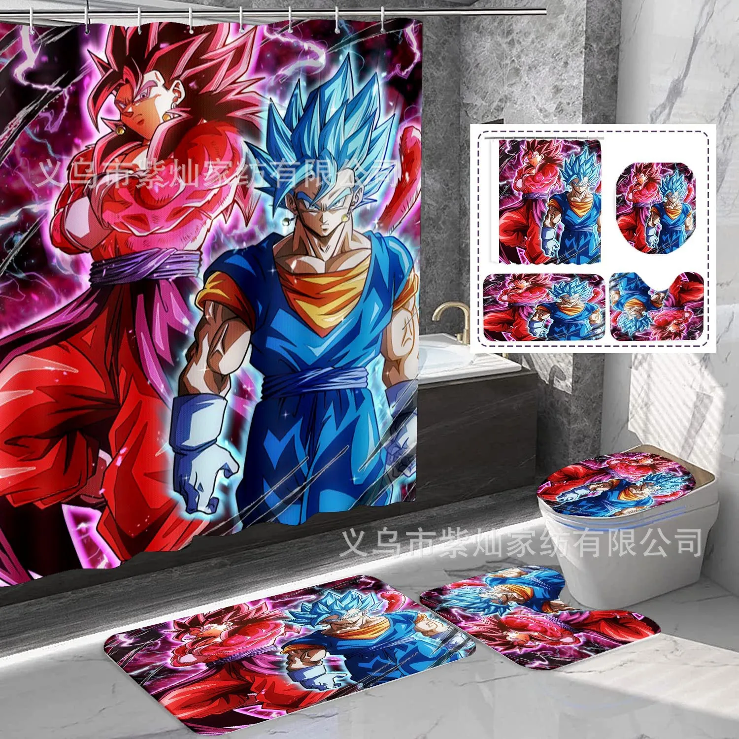 2026年アニメドラゴンボール孫悟空シャワーカーテンセット4 - Home Bathroom Mats のレビューと価格