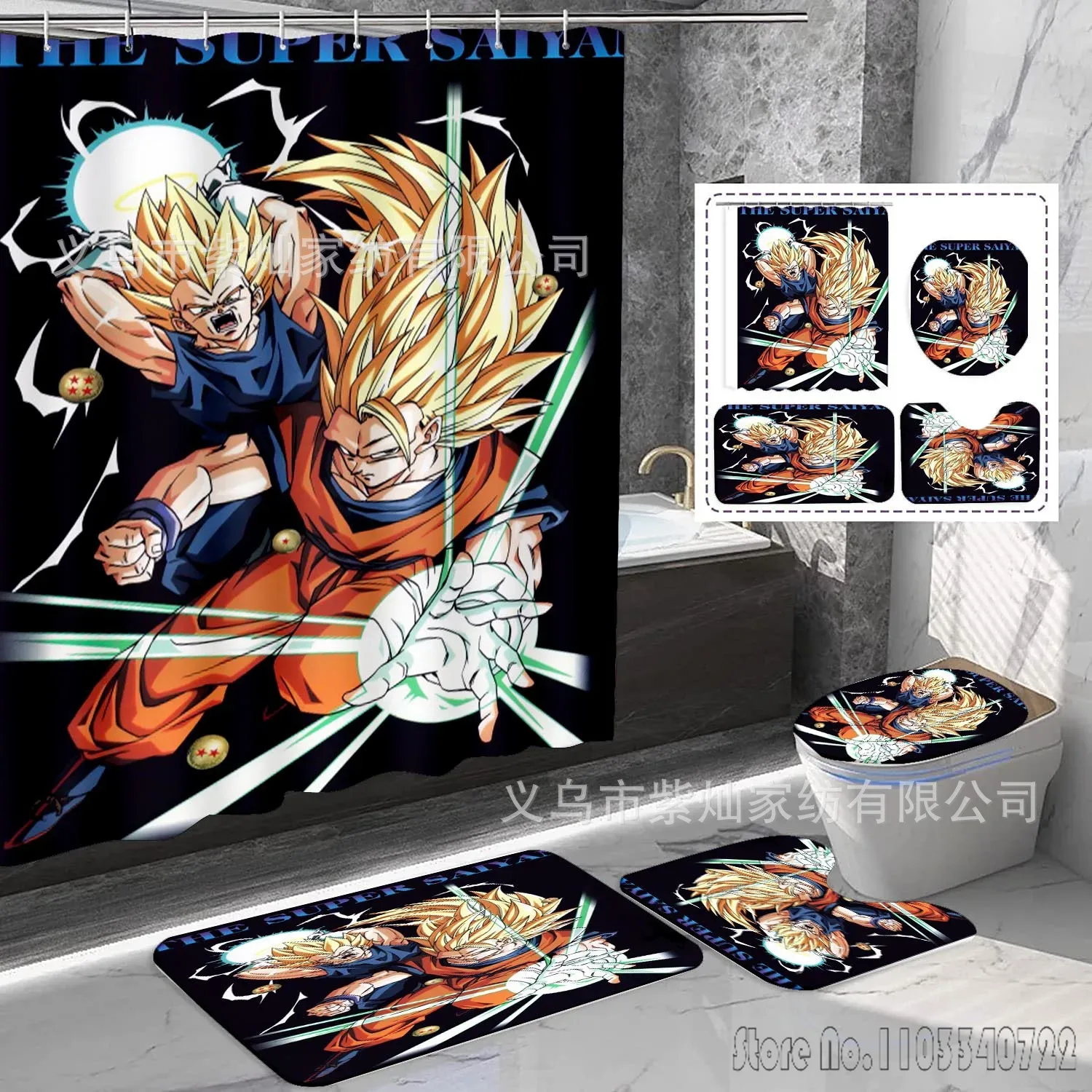 2026年アニメドラゴンボール孫悟空シャワーカーテンセット4 - Home Bathroom Mats のレビューと価格