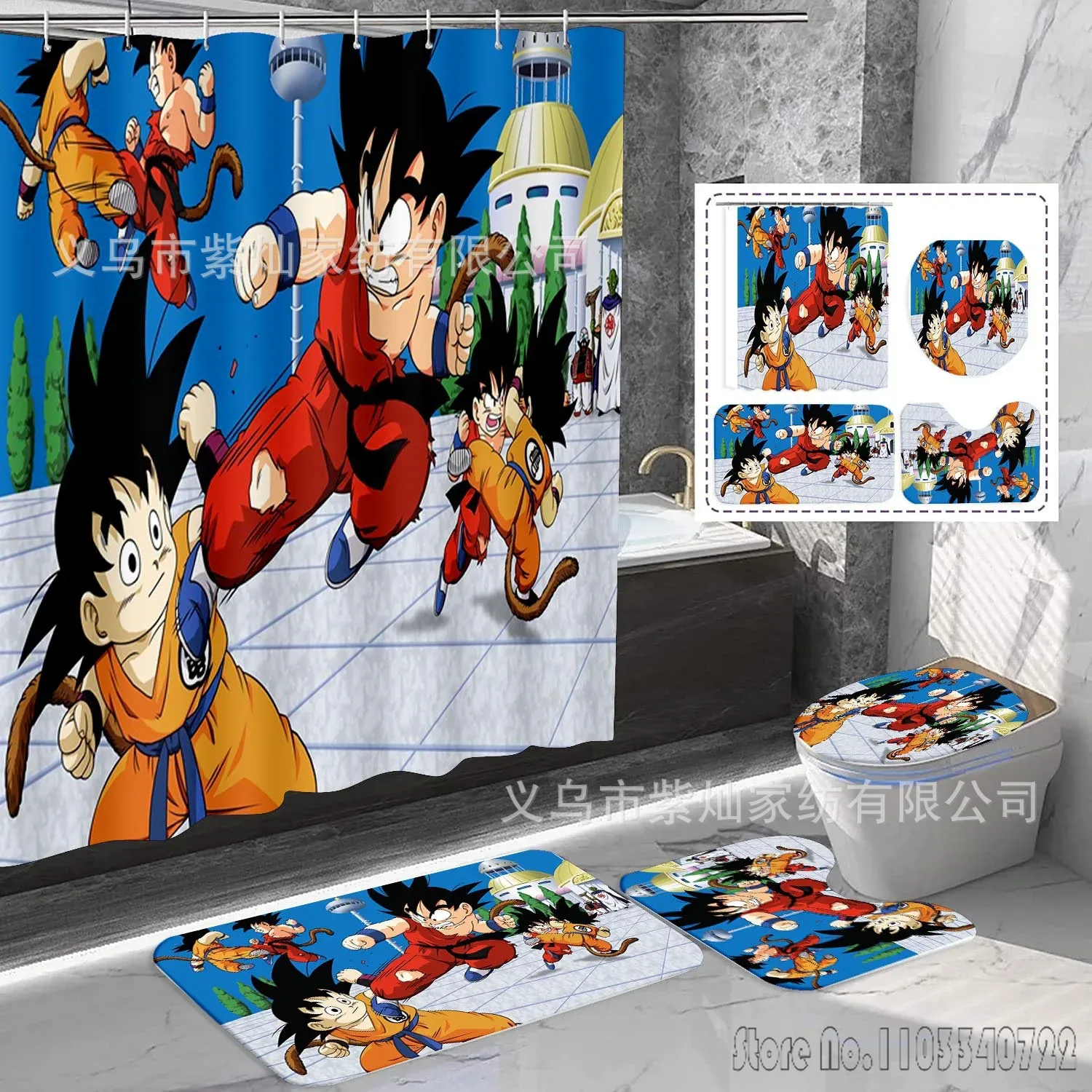 2026年アニメドラゴンボール孫悟空シャワーカーテンセット4 - Home Bathroom Mats のレビューと価格