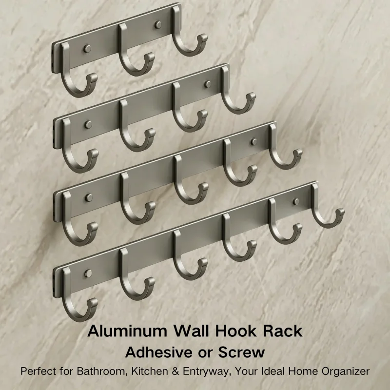 アルミニウム製ウォールフックラック – ドリル不要の接着剤/ - Home Bathroom Organizer のレビューと価格