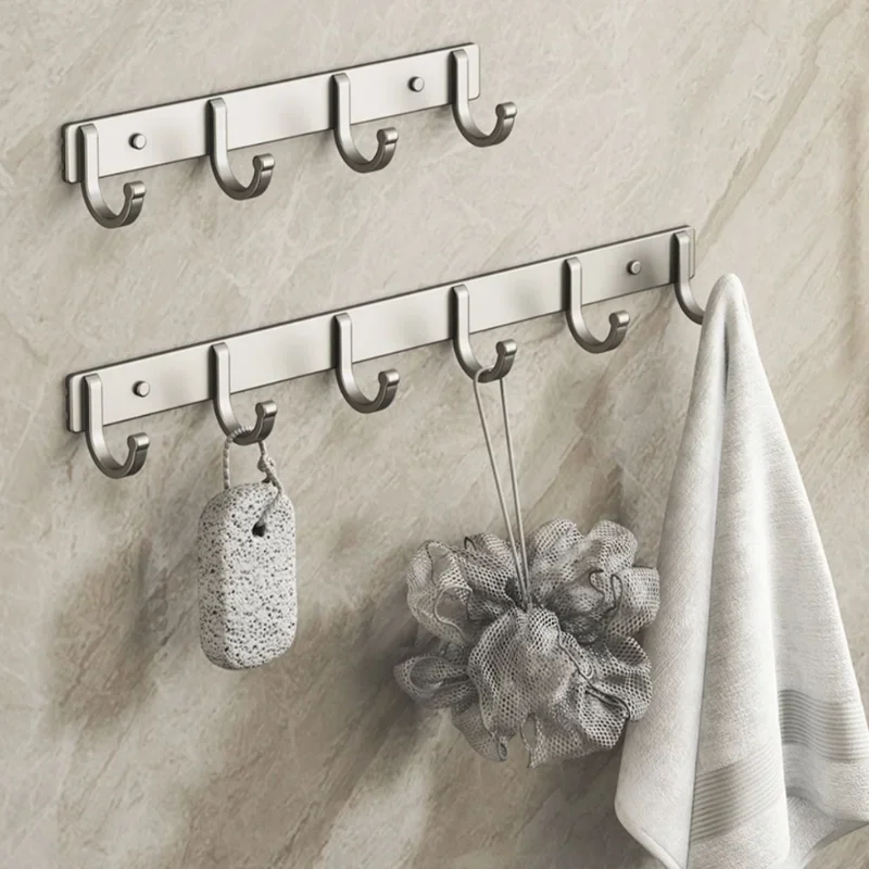 アルミニウム製ウォールフックラック – ドリル不要の接着剤/ - Home Bathroom Organizer のレビューと価格