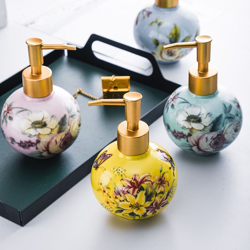 300 ミリリットルセラミックサブボトルカラー花と鳥の装飾容 - Tiny Home Bathroom Kit のレビューと価格