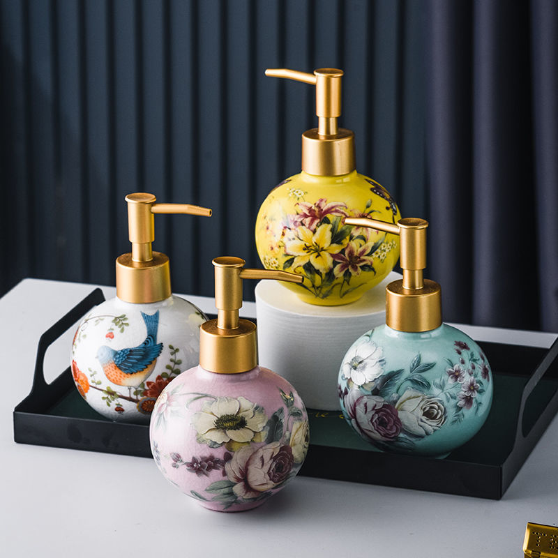 300 ミリリットルセラミックサブボトルカラー花と鳥の装飾容 - Tiny Home Bathroom Kit のレビューと価格