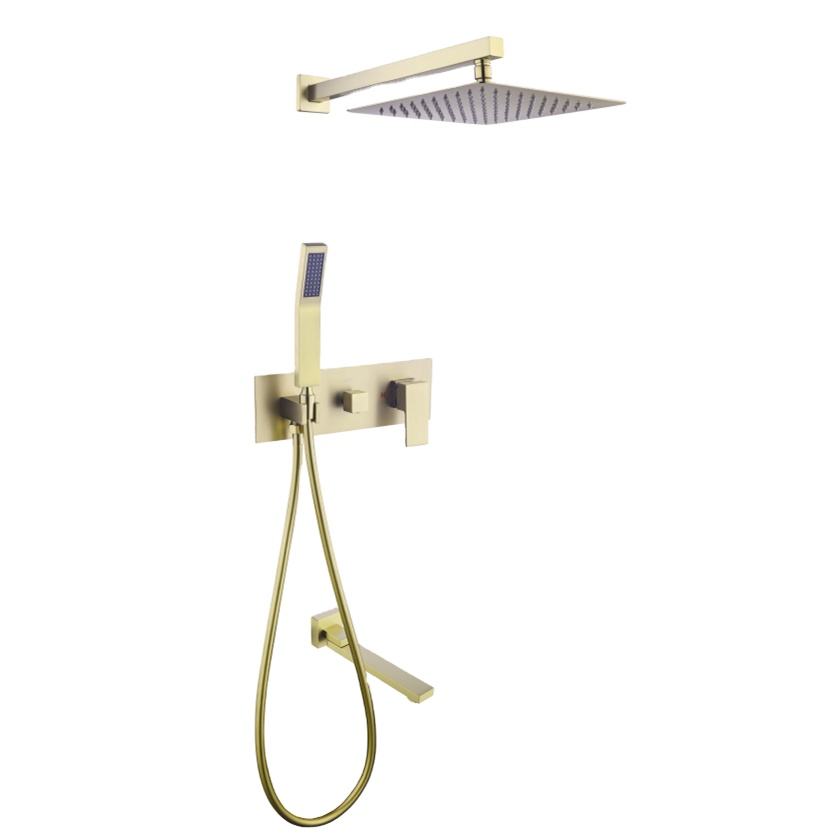 高級ブラッシュドゴールド銅製天井取り付け真鍮製バスルームレイ - Shower Head Rain のレビューと価格