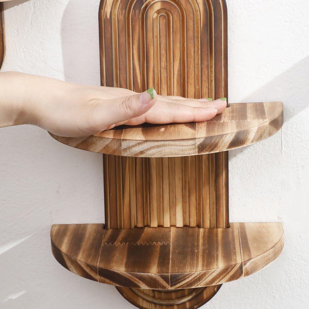 ボヘミアンレインボー吊り下げ式ウォールシェルフ 2段木製ディ - Home Bathroom Organizer のレビューと価格