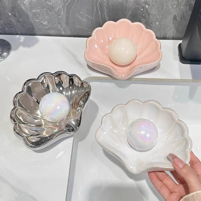 1/2 個シェル形状排水石鹸皿ホルダークリエイティブホーム石 - Home Bathroom Supplies のレビューと価格