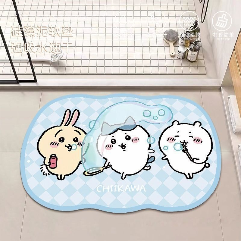 アニメちいかわハチワレうさぎ珪藻泥バスルームフロアマット滑り - Home Bathroom Mats のレビューと価格