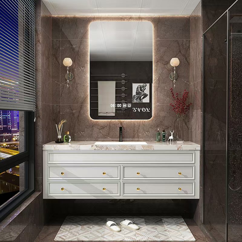 素朴なレトロなバスルームキャビネット高級一体型ブラックバニテ - Home Bathroom Vanity Combo のレビューと価格