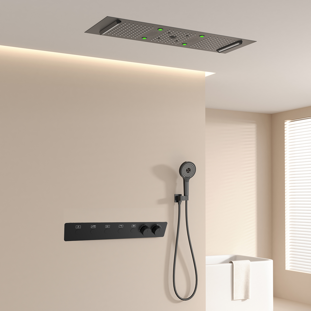 高級ホワイト300 * 900mmミュージックLEDレインフ - Shower Head Rain のレビューと価格