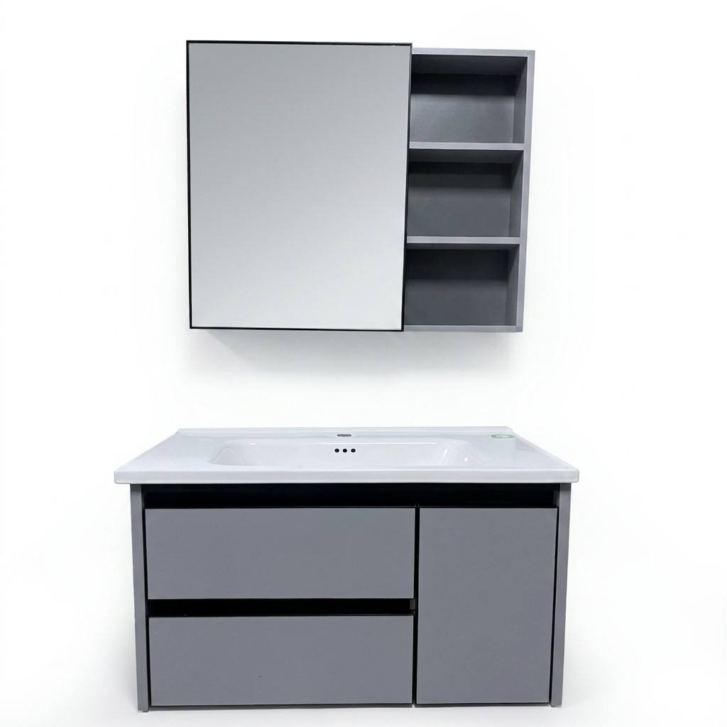バスルームキャビネットモダンエコフレンドリー壁掛け式バスルー - Home Bathroom Vanity Combo のレビューと価格