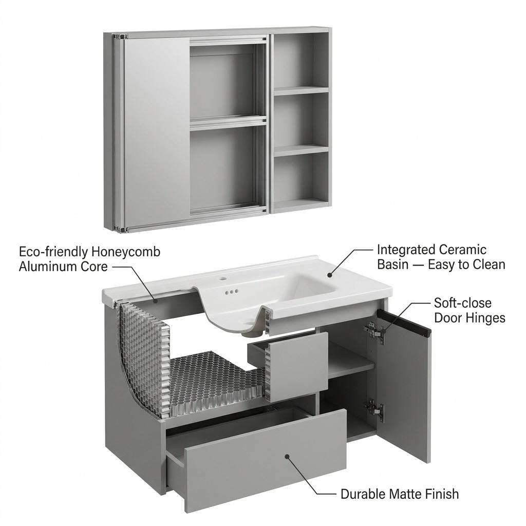 バスルームキャビネットモダンエコフレンドリー壁掛け式バスルー - Home Bathroom Vanity Combo のレビューと価格